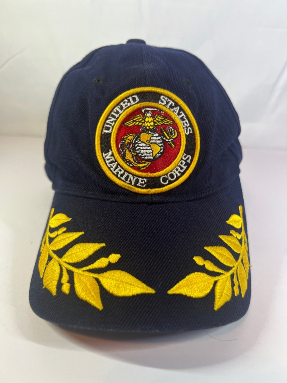 United States Marine Corps Navy Blue Cap with Gold Embroidered Laurel